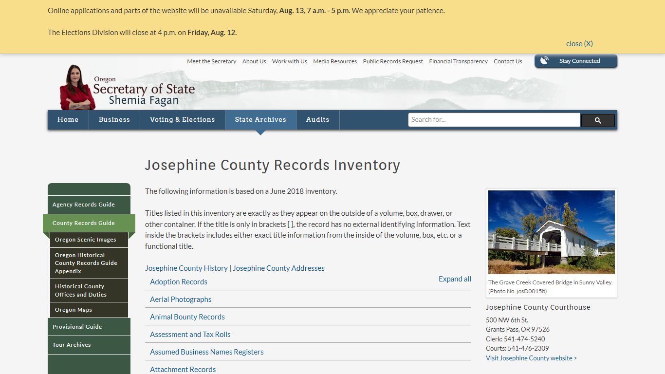 State of Oregon: County Records Guide - Josephine County ...